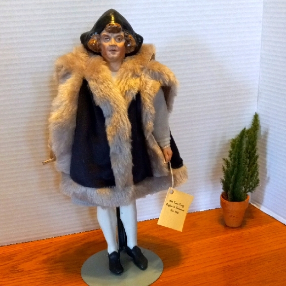 Vintage Christopher Columbus Doll Style Figurine with Fur Coat